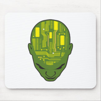 Tapis De Souris carte de circuit imprimé tête de cerveau jaune et