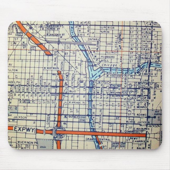 Tapis De Souris Carte de cru de Chicago, IL (Devant)