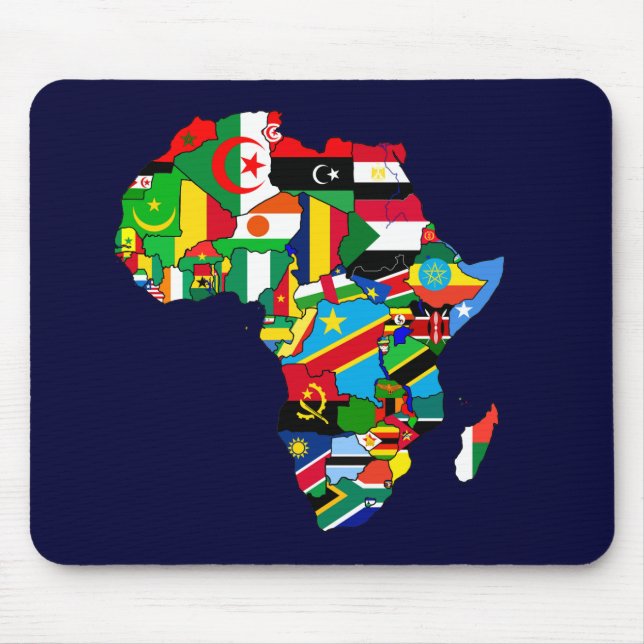 Tapis De Souris Carte de drapeau des drapeaux de l'Afrique - (Devant)