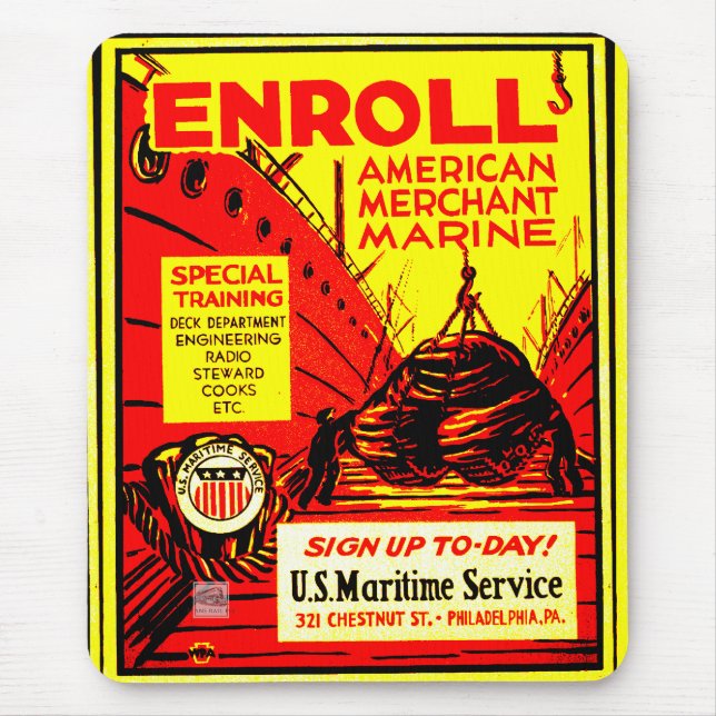 Tapis De Souris Carte de jeu de la marine marchande américaine (Devant)