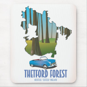 Tapis De Souris carte de la forêt de Thetford norfolk suffolk angl