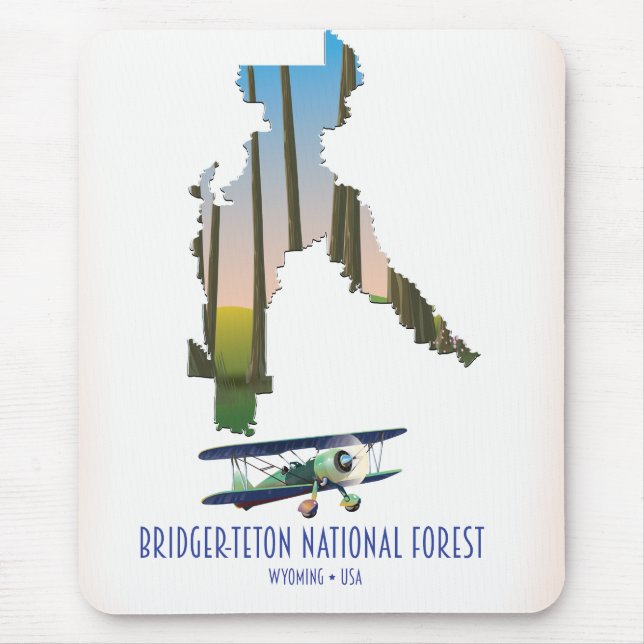 Tapis De Souris carte de la forêt nationale de Bridger-Teton, Wyom (Devant)