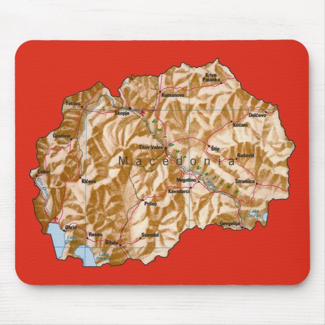 Tapis De Souris Carte de la Macédoine du Nord Mousepad (Devant)
