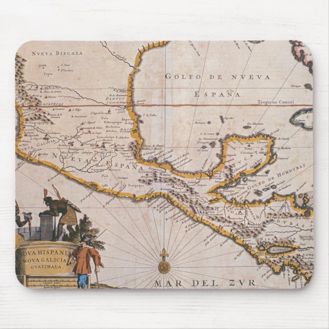 Tapis De Souris Carte de la nouvelle Espagne |New Galicie et (Devant)