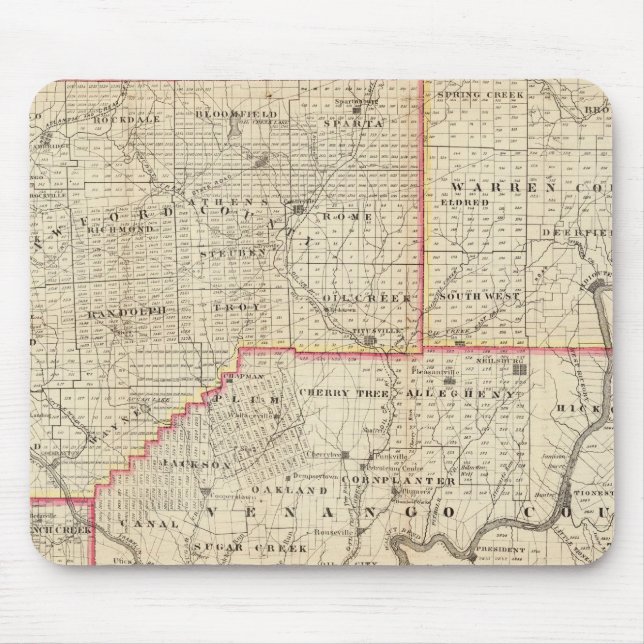 Tapis De Souris Carte de la région pétrolière de Pennsylvanie (Devant)