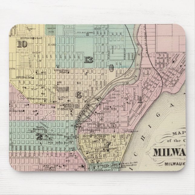 Tapis De Souris Carte de la ville de Milwaukee, Milwaukee Co (Devant)