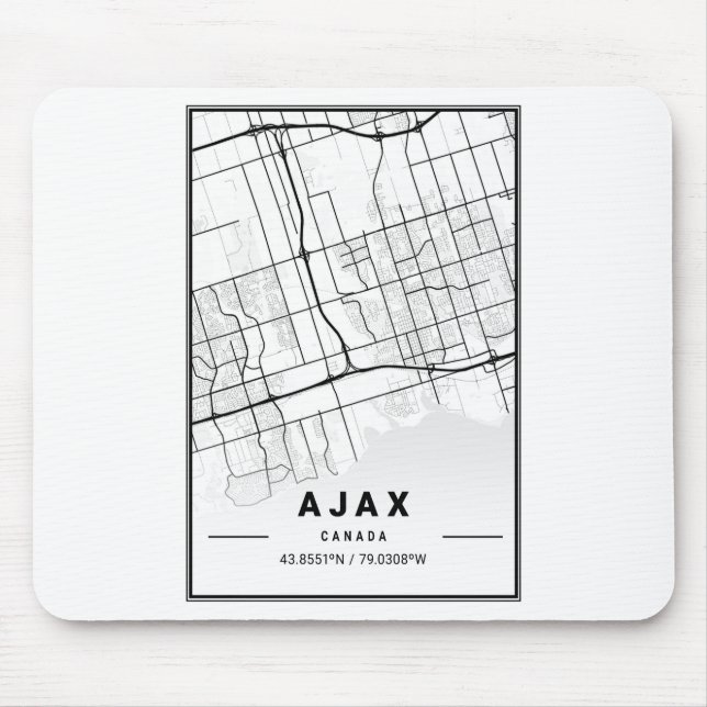 Tapis De Souris Carte de la ville lumineuse d'Ajax (Devant)