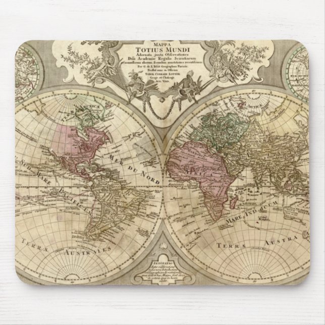 Tapis De Souris Carte de l'Ancien Monde Guillaume 1690 (Devant)