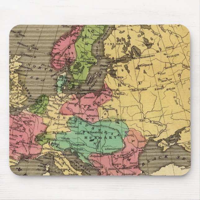 Tapis De Souris Carte de l'Atlas aux couleurs de la main en Europe (Devant)