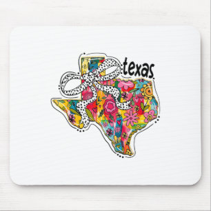 Tapis De Souris Carte de l'état de Girls Texas Floral Coquette Bow