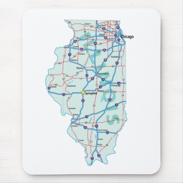 Tapis De Souris Carte de l'État de l'Illinois Mousepad (Devant)