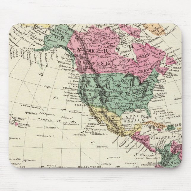 Tapis De Souris Carte de l'hémisphère occidental (Devant)