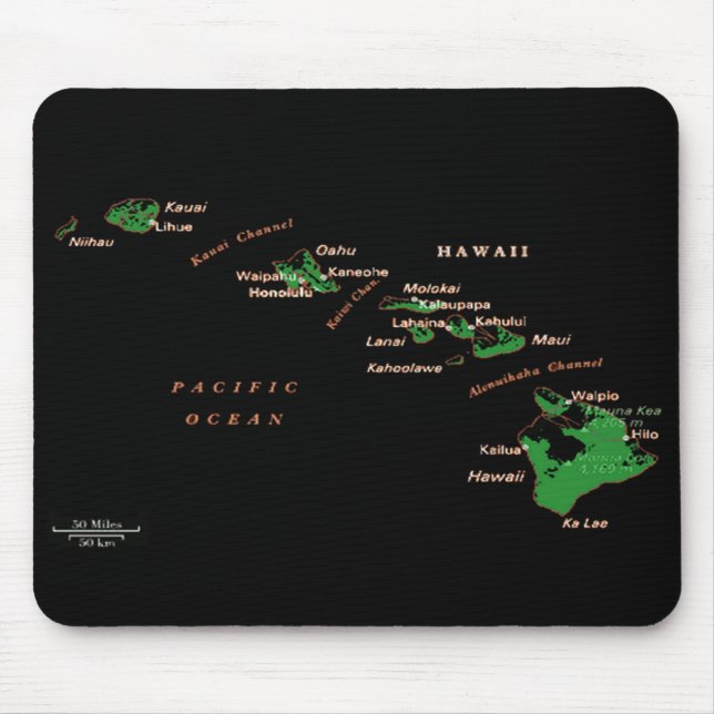 Tapis De Souris Carte de l'île d'Hawaii (Devant)