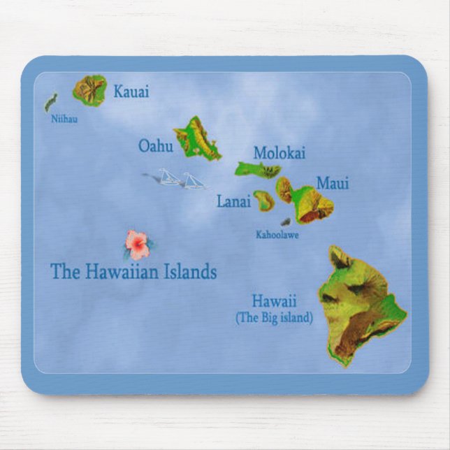 Tapis De Souris Carte de l'île d'Hawaii mousepad (Devant)