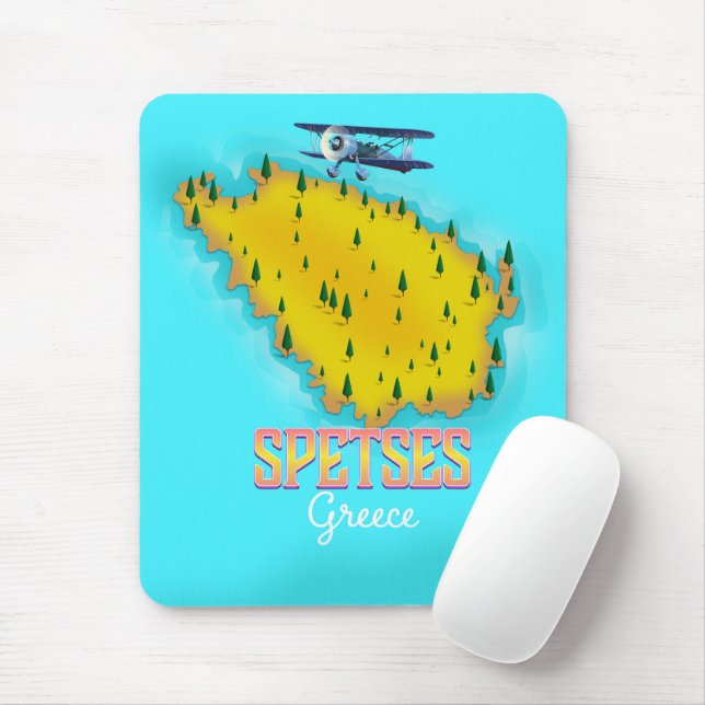 Tapis De Souris Carte de l'île grecque Spetes poster de voyage (Avec souris)