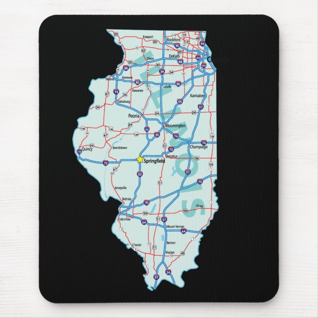 Tapis De Souris Carte de l'Illinois Mousepad (Devant)