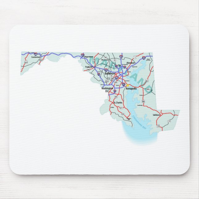 Tapis De Souris Carte de l'Interstate du Maryland Mousepad (Devant)