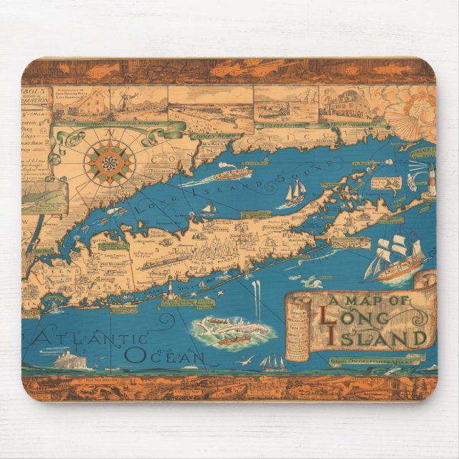 Tapis De Souris Carte de Long Island. (Devant)