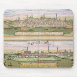 Tapis De Souris Carte de Lübeck et de Hambourg, de 'Civitates