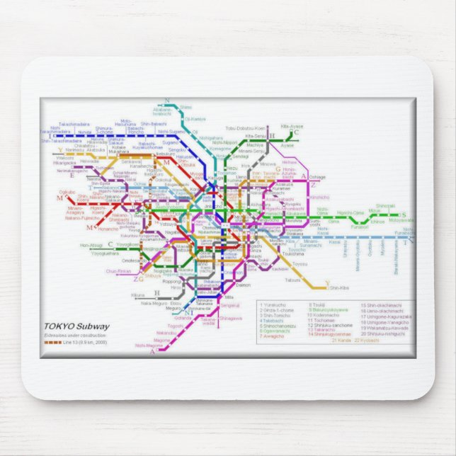 Tapis De Souris Carte de métro de Tokyo (Devant)