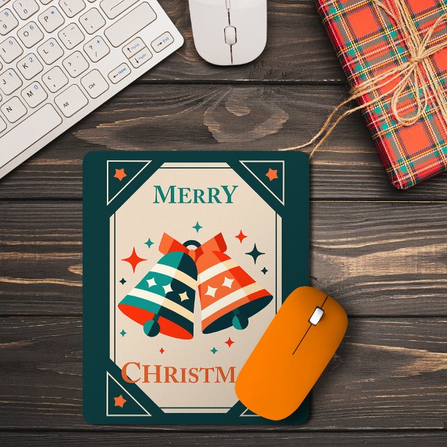 Tapis De Souris Carte de Noël - Cloches et étoiles de Noël (Créateur téléchargé)