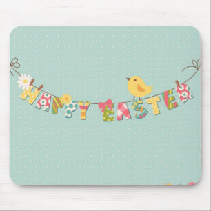 Tapis De Souris Carte de Pâques heureuse mignonne