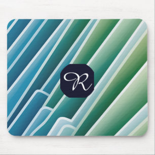 Tapis De Souris Carte de souris Abstraite Monogramme bleu sur mesu