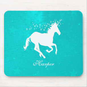Tapis De Souris Carte de souris personnalisée Turquoise Unicorne