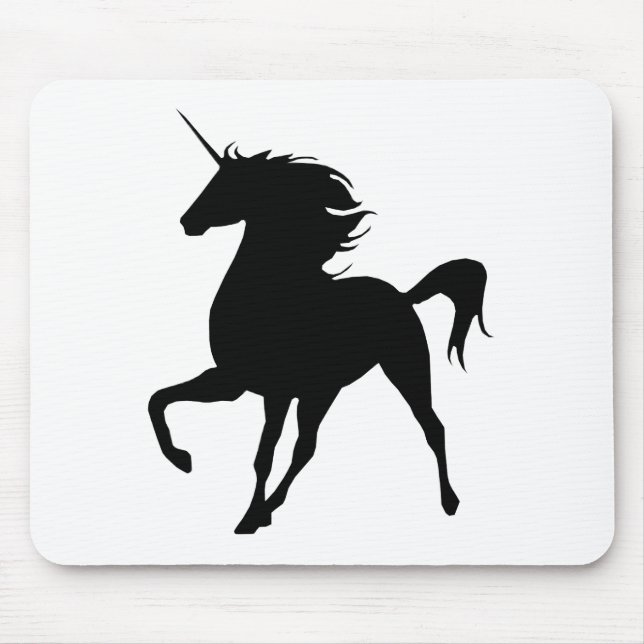 Tapis De Souris Carte de souris Silhouette Unicorne Noire (Devant)