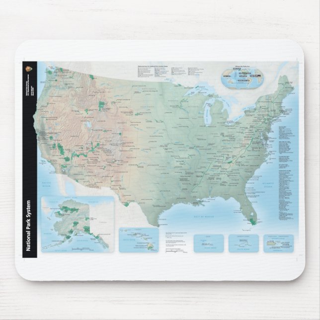 Tapis De Souris Carte de système de National Park Service (Devant)