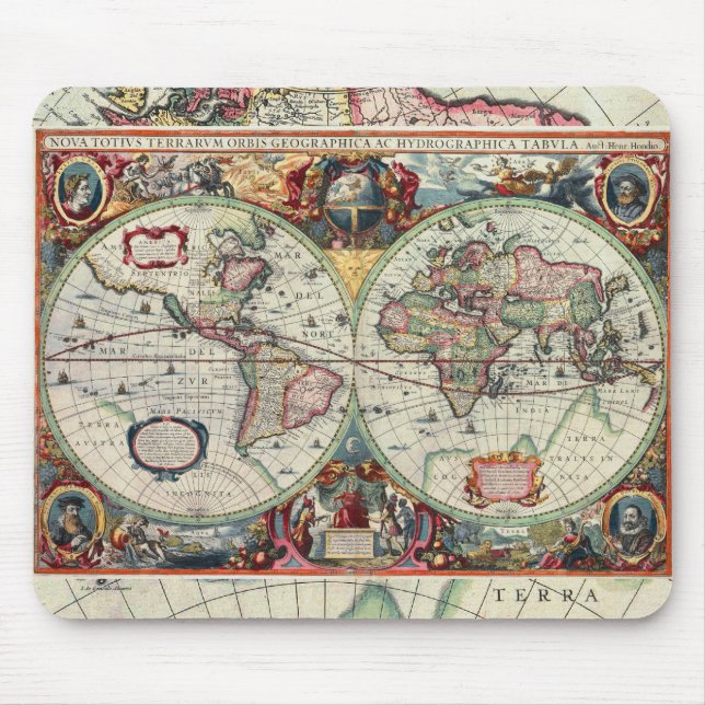 Tapis De Souris Carte de Vieux Monde Mousepad (Devant)