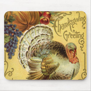 Tapis De Souris Carte de vœux vintage pour Thanksgiving avec un di