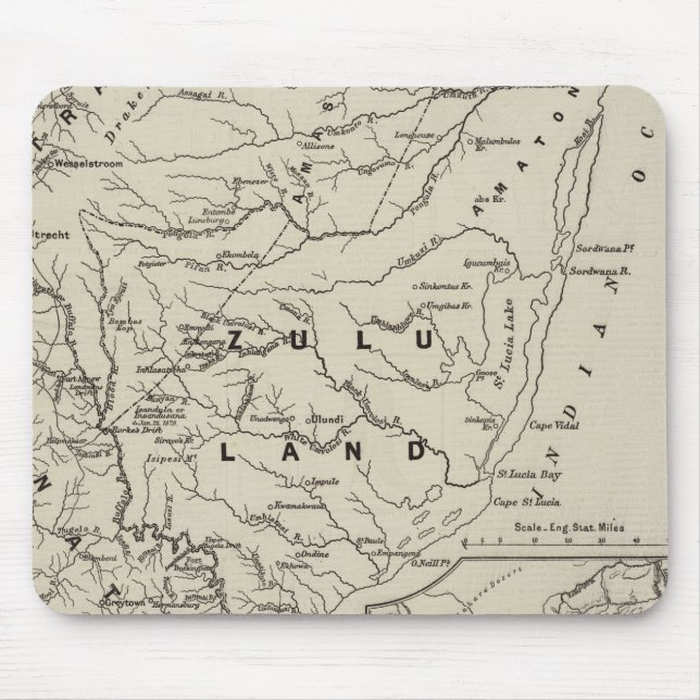 Tapis De Souris Carte de Zululand avec les frontières contiguës (Devant)