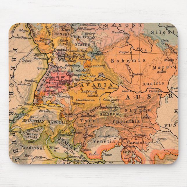 Tapis De Souris Carte des antiquités d'Europe centrale (Devant)