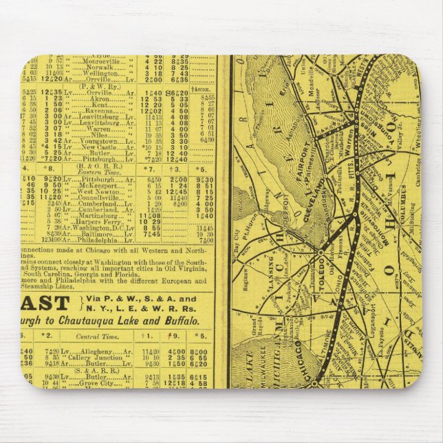 Tapis De Souris Carte des chemins de fer de Pittsburgh et de l'Oue (Devant)
