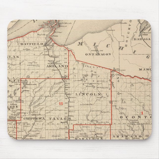 Tapis De Souris Carte des districts sénatoriaux du Wisconsin (Devant)