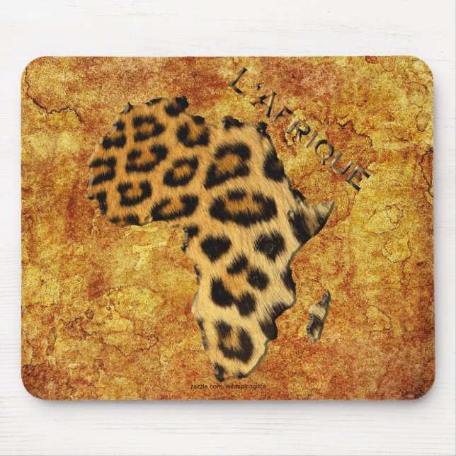 Tapis De Souris Carte des endroits léopards de la faune de l'AFRIQ (Devant)