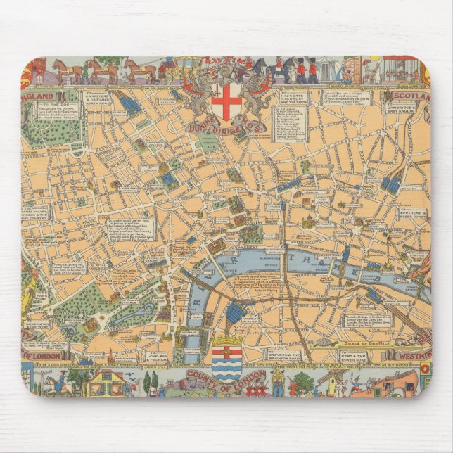 Tapis De Souris Carte des enfants de Londres, Angleterre (Devant)