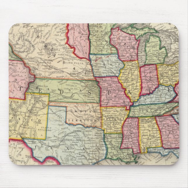 Tapis De Souris Carte Des États-Unis Et Des Territoires (Devant)