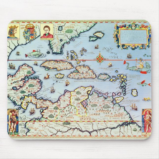 Tapis De Souris Carte des îles des Caraïbes (Devant)