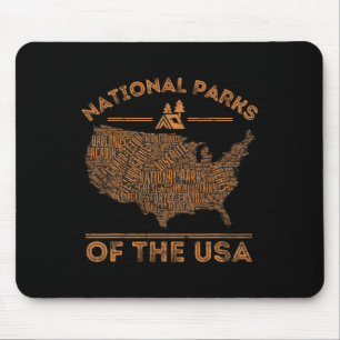 Tapis De Souris Carte des parcs nationaux Randonnée Voyage Camping