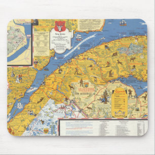 Tapis De Souris Carte des Vacanes, Québec, Gaspésie (Canada)