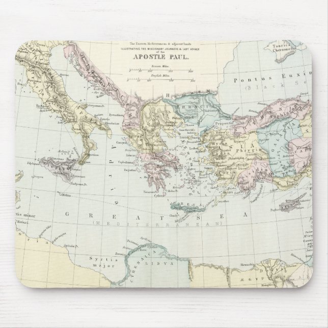 Tapis De Souris Carte des voyages du missionnaire de Paul d'apôtre (Devant)