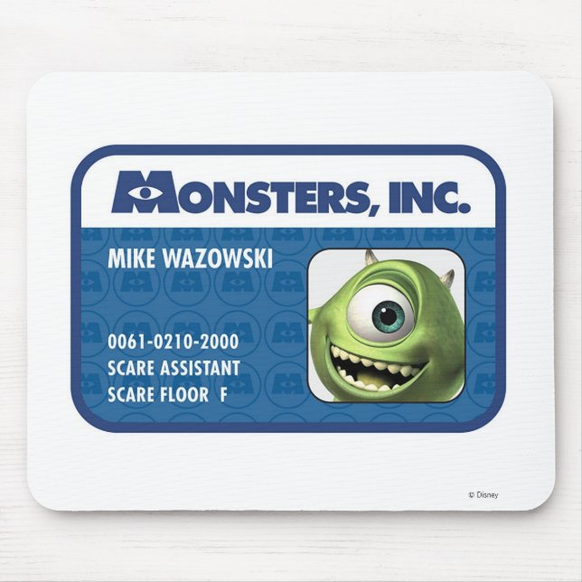 Tapis De Souris Carte d'identité de l'employé de Monsters Inc. Mik (Devant)