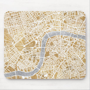 Tapis De Souris Carte dorée de ville de Londres