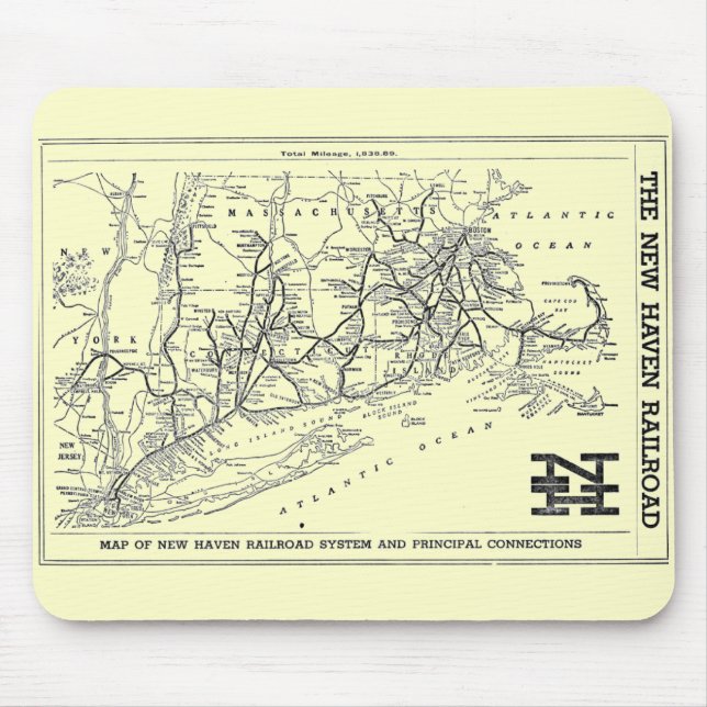 Tapis De Souris Carte du chemin de fer 1956 de New Haven (Devant)