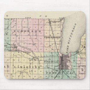 Tapis De Souris Carte du comté de Fond du Lac, État du Wisconsin
