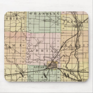 Tapis De Souris Carte du comté de Lenawee, Michigan