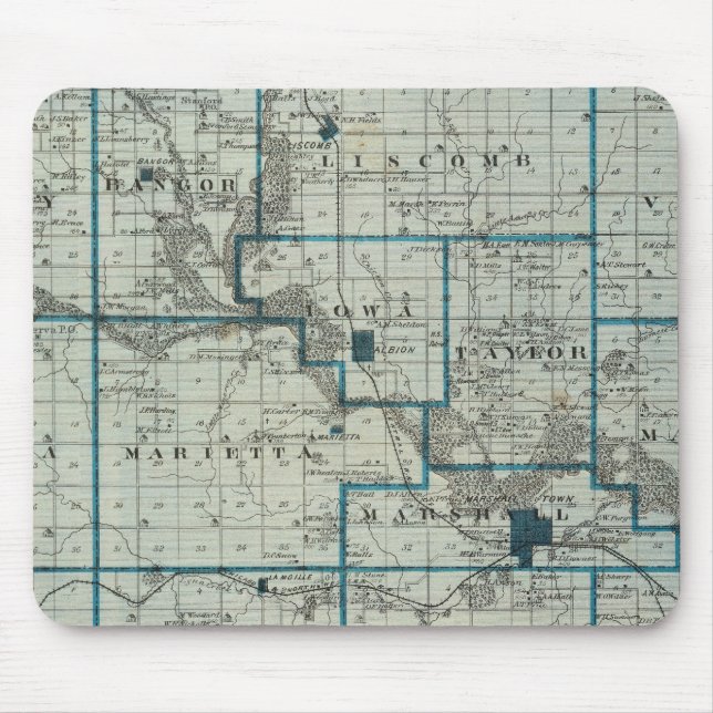 Tapis De Souris Carte du comté de Marshall, État de l'Iowa (Devant)