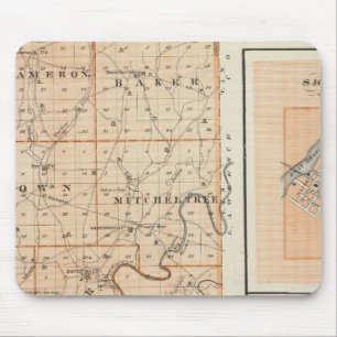 Tapis De Souris Carte du comté de Martin avec Shoals, Loogootee